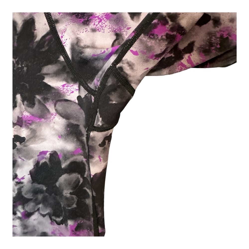 Zyia Purple Black Floral Watercolor Soft n Snug Hi-Rise Leggings Size 2 - Picture 6 of 10